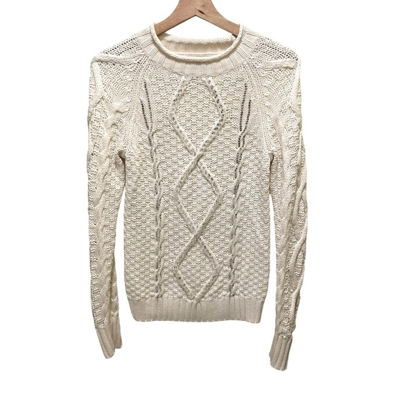J. Crew Ivory Beaded Cable Knit
Sweater Merino Wool Blend
Woman's - Picture 1 of 5